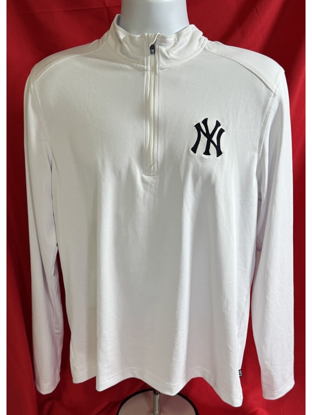 New York Yankees Cutter & Buck Virtue Eco Pique 1/4 Zip Pullover Mens M NWT